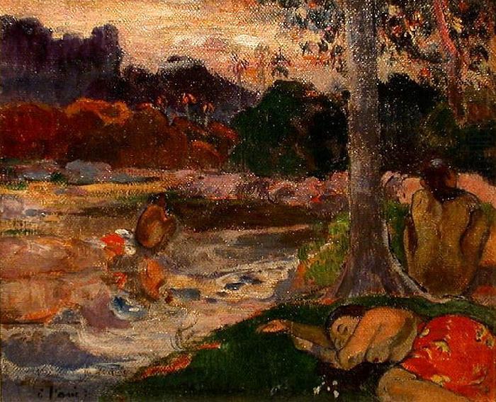 Paul Gauguin Tahitians on the Riverbank china oil painting image